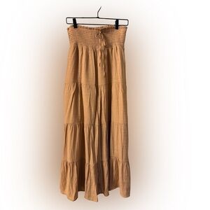 Elegant Tan, dark yellow gauze Maxi Skirt